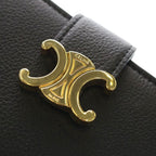 Celine Triomphe Strap Wallet Nino Bifold Coin Case Black Leather Gold — view 5
