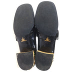 Prada Square to Gold Stonewall Chunky Heels Enamel Loafers Black — view 5