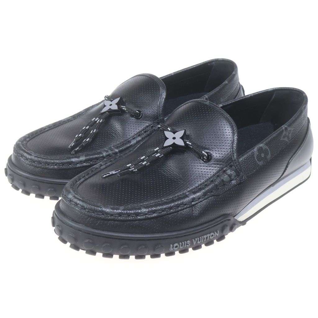 Louis Vuitton LV Leather Loafers Driving Shoes Moccasins Logo Black — view 2
