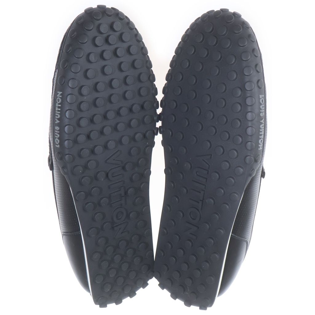 Louis Vuitton LV Leather Loafers Driving Shoes Moccasins Logo Black — view 5