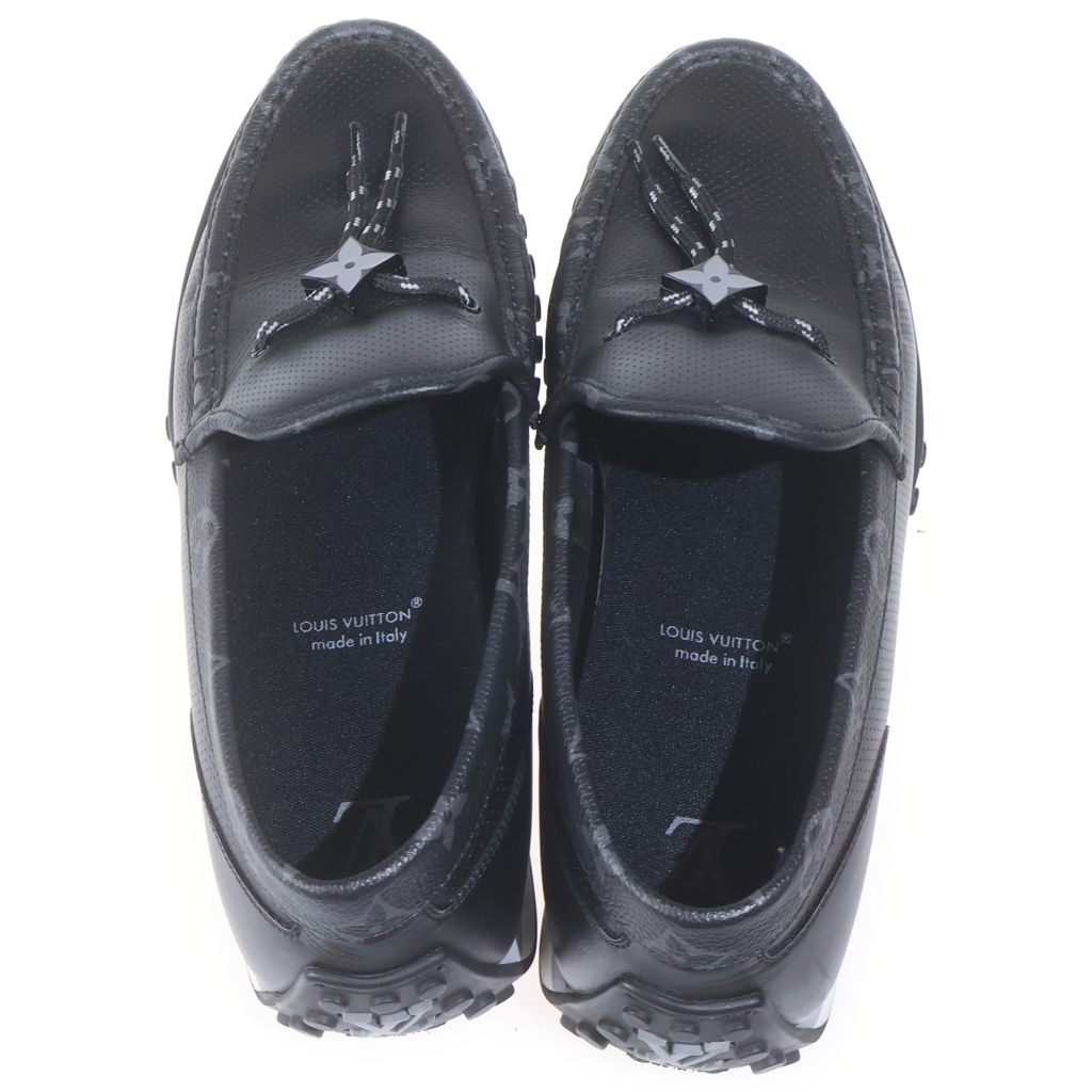 Louis Vuitton LV Leather Loafers Driving Shoes Moccasins Logo Black — view 4