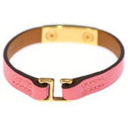 Hermes Rival Double Tour Pink Leather Gold Bracelet — view 2