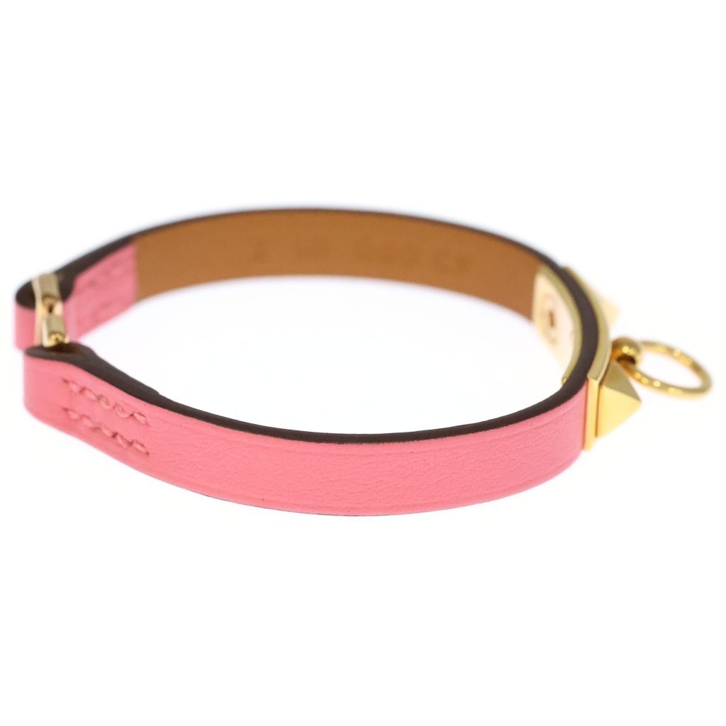 Hermes Rival Double Tour Pink Leather Gold Bracelet — view 3