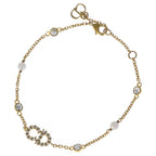 Dior CD Logo Rhinestone Bracelet Gold