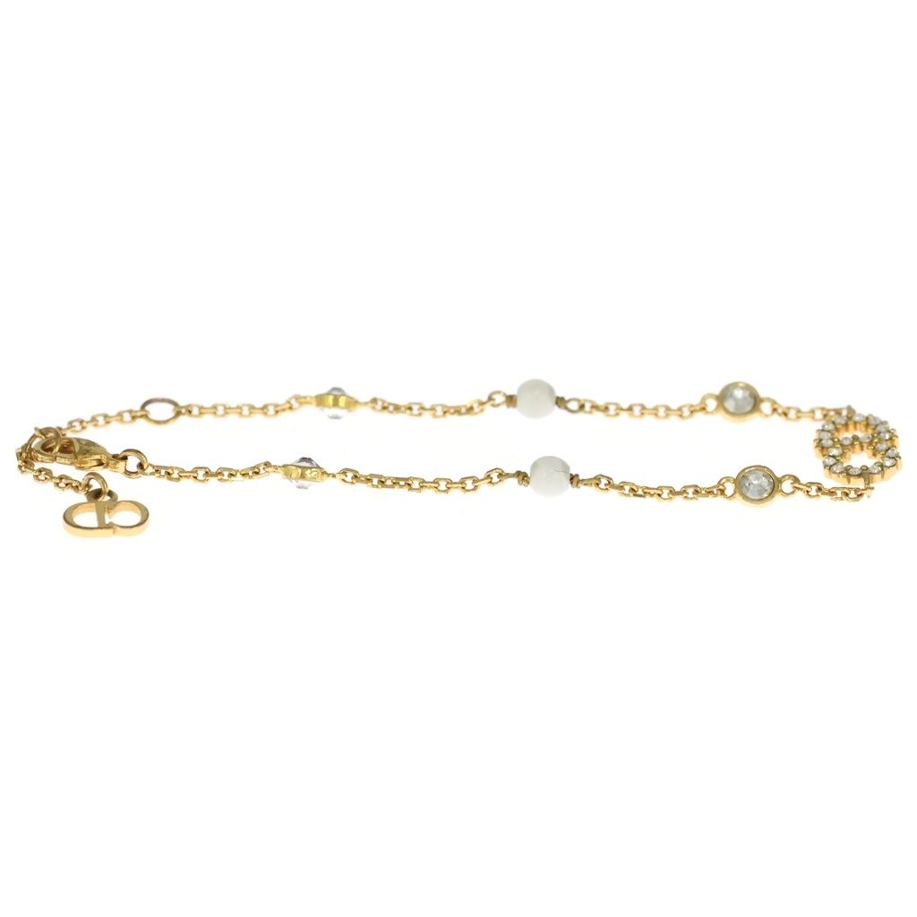 Dior CD Logo Rhinestone Bracelet Gold — view 3