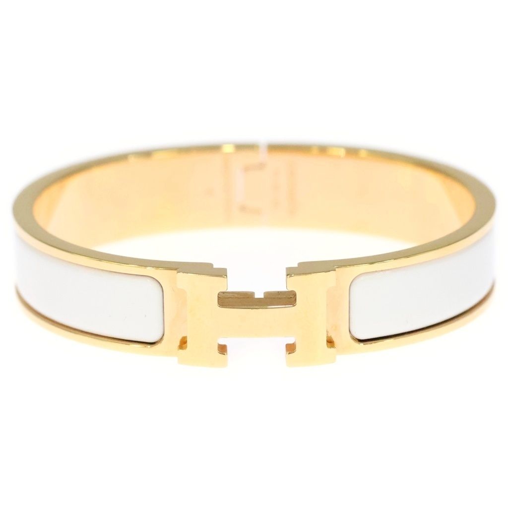 Hermes Clic Clac Bangle Bracelet White Gold — view 4