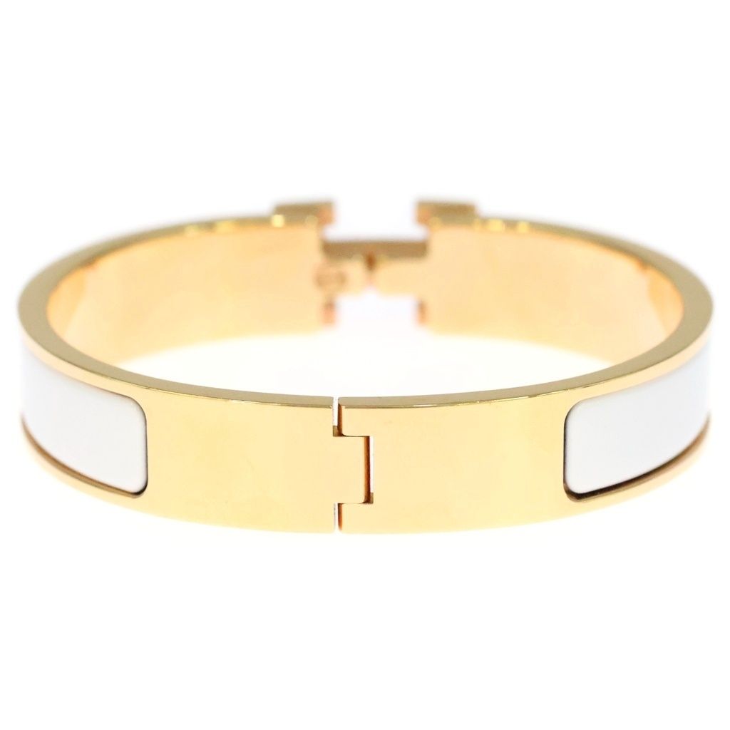 Hermes Clic Clac Bangle Bracelet White Gold — view 2
