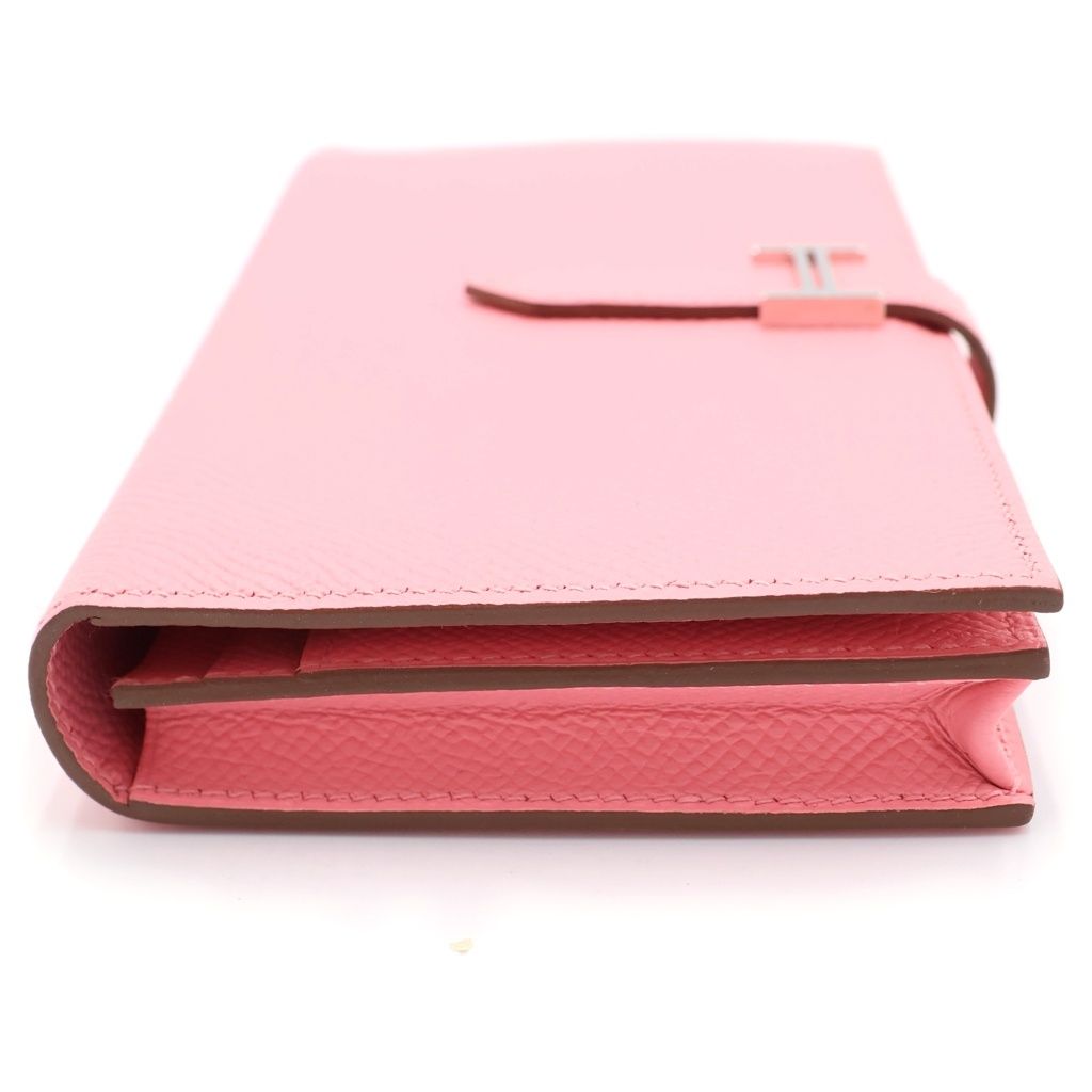 Hermes Bearn Souffle Rose Confetti Wallet Card Case Pink Epsom Silver — view 3