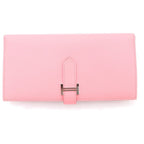 Hermes Bearn Souffle Rose Confetti Wallet Card Case Pink Epsom Silver