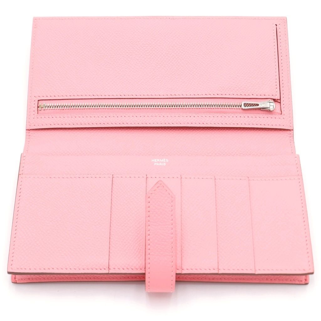 Hermes Bearn Souffle Rose Confetti Wallet Card Case Pink Epsom Silver — view 4