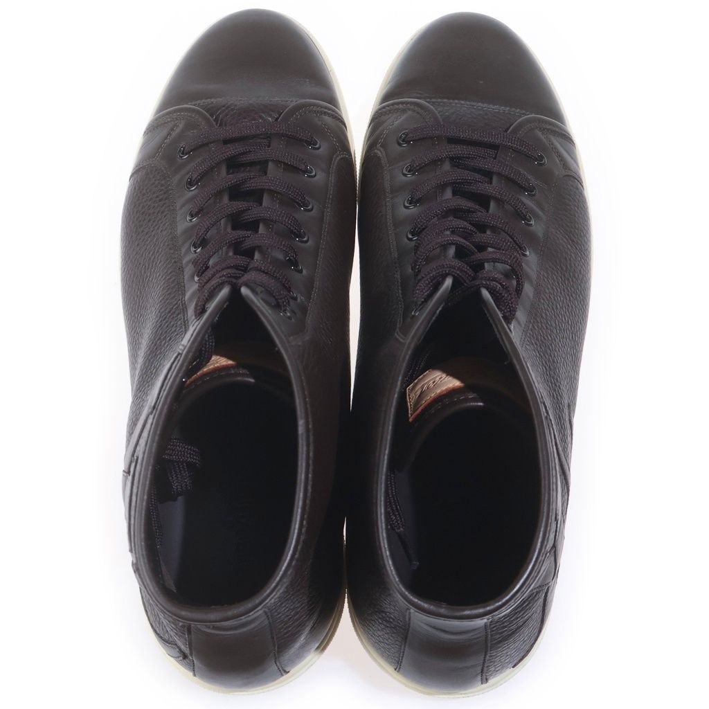 Louis Vuitton LV Logo Leather High Cut Sneakers Brown — view 4