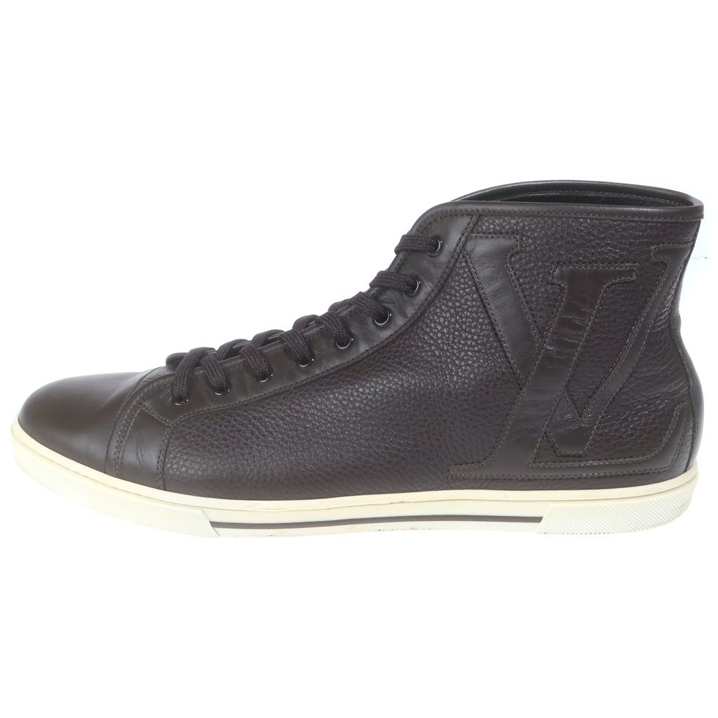Louis Vuitton LV Logo Leather High Cut Sneakers Brown