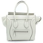 Celine Luggage Micro Handbag Light Green Leather Silver