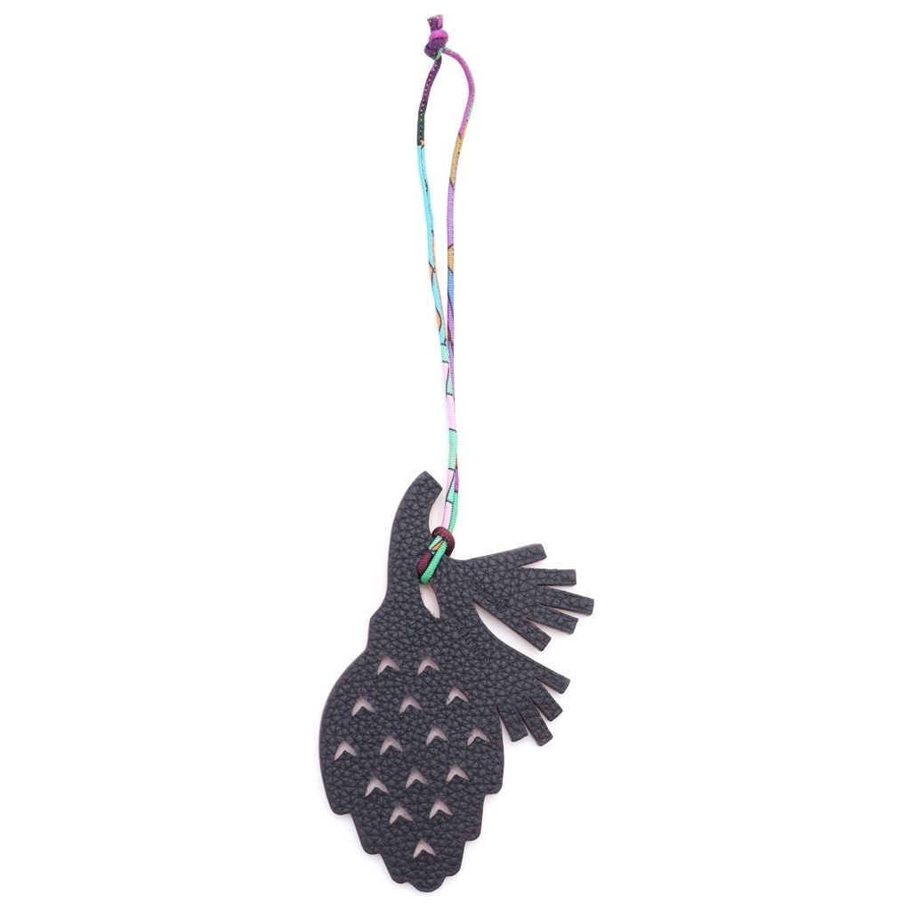 Hermes Petit Ash Bag Charm Pinecone Motif Orange Epoon Taurillon Clemence — view 2