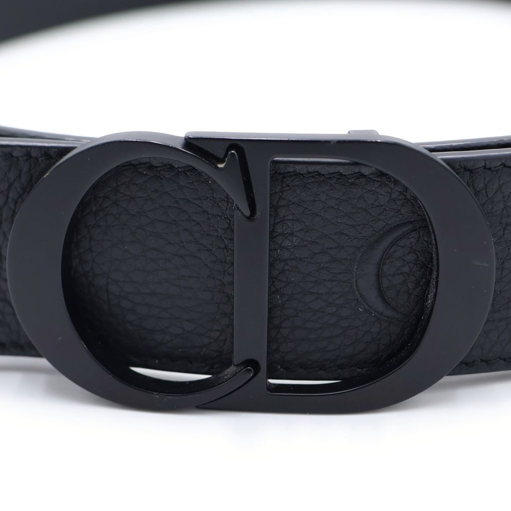 Dior CD Icon CD Buckle Ruthenium Coating Leather Belt Black — view 4