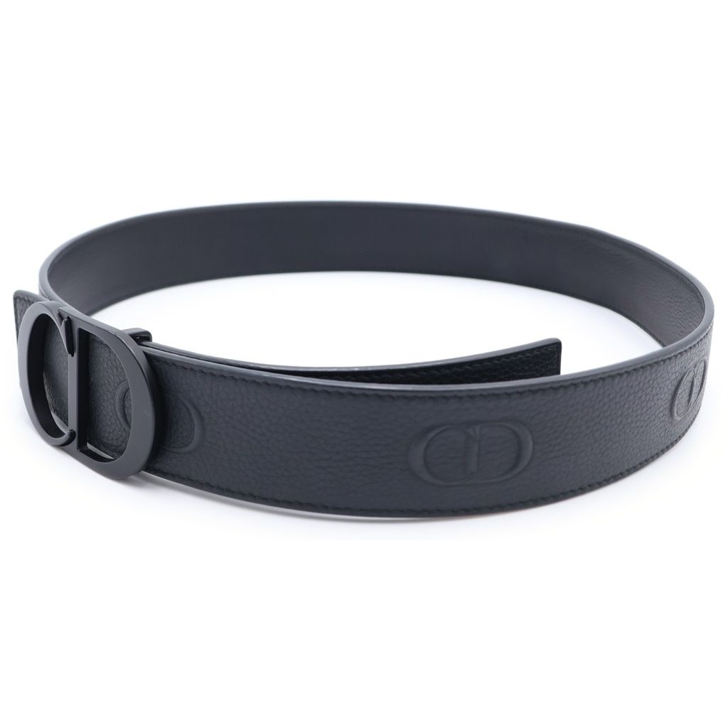 Dior CD Icon CD Buckle Ruthenium Coating Leather Belt Black