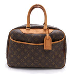 Louis Vuitton Monogram Deauville Handbag Brown Leather Gold