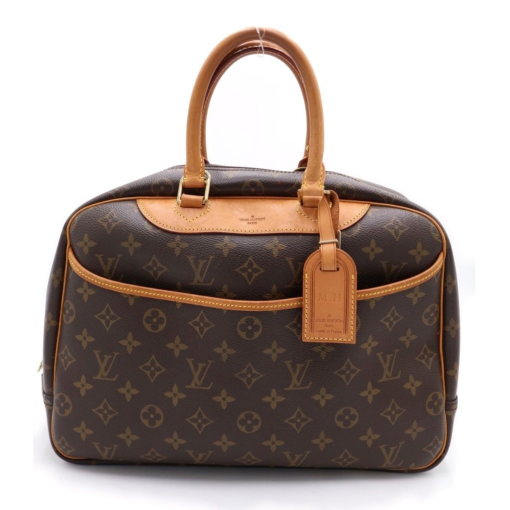 Louis Vuitton Monogram Deauville Handbag Brown Leather Gold