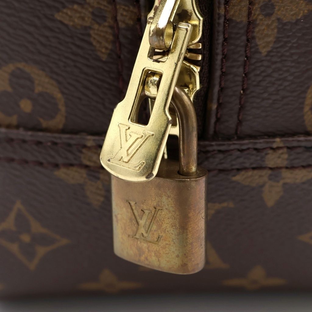 Louis Vuitton Monogram Deauville Handbag Brown Leather Gold — view 7