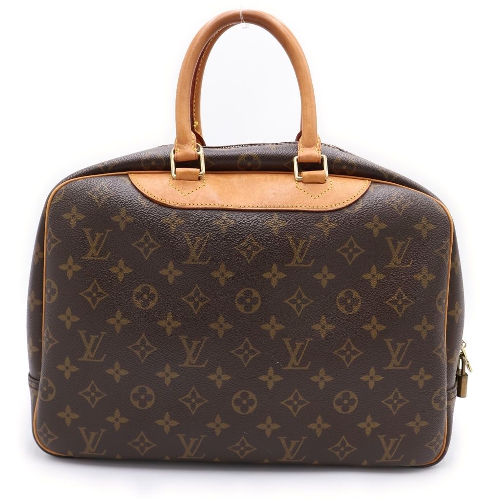 Louis Vuitton Monogram Deauville Handbag Brown Leather Gold — view 2