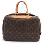 Louis Vuitton Monogram Deauville Handbag Brown Leather Gold — view 2