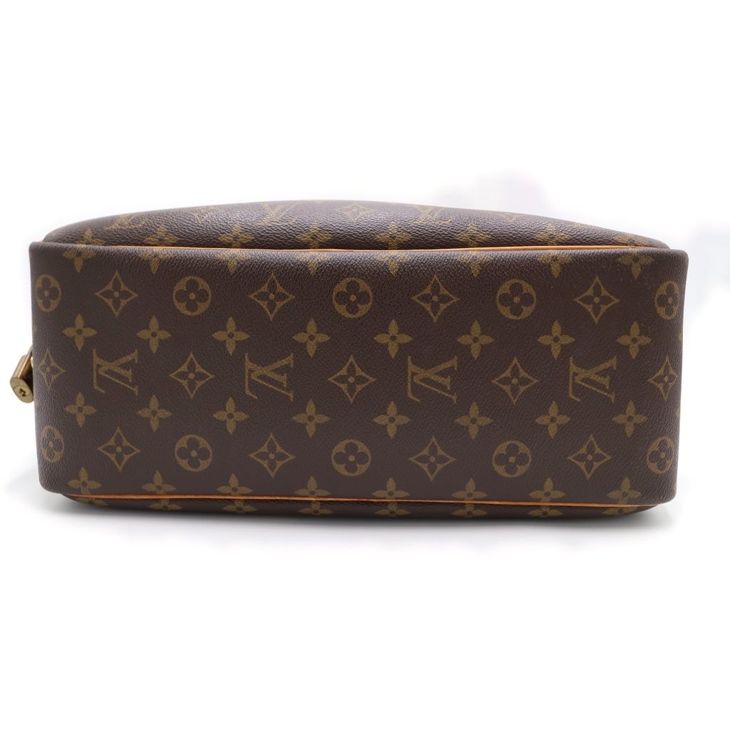 Louis Vuitton Monogram Deauville Handbag Brown Leather Gold — view 4