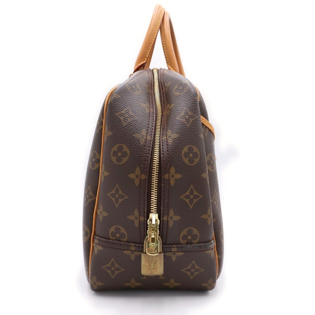 Louis Vuitton Monogram Deauville Handbag Brown Leather Gold — view 3