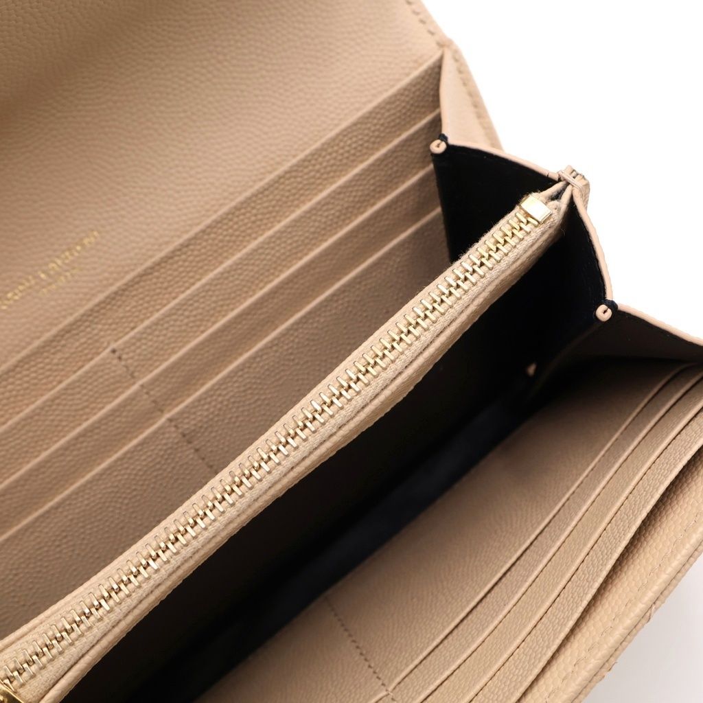 Saint Laurent Paris Cassandra Logo Wallet Beige Leather Gold — view 4