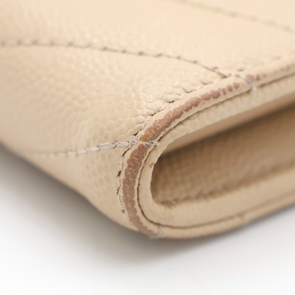 Saint Laurent Paris Cassandra Logo Wallet Beige Leather Gold — view 5