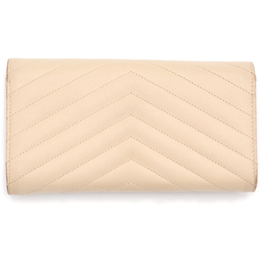 Saint Laurent Paris Cassandra Logo Wallet Beige Leather Gold — view 2