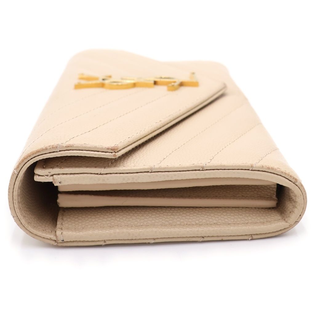 Saint Laurent Paris Cassandra Logo Wallet Beige Leather Gold — view 3