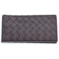 Bottega Veneta Intrecciato Wallet Card Case Brown Light Blue Leather
