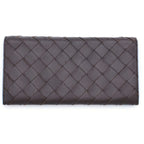 Bottega Veneta Intrecciato Wallet Card Case Brown Light Blue Leather — view 2