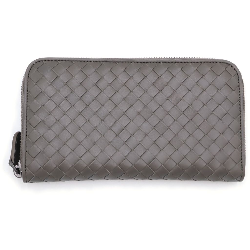 Bottega Veneta Intrecciato Wallet Card Case Gray Leather