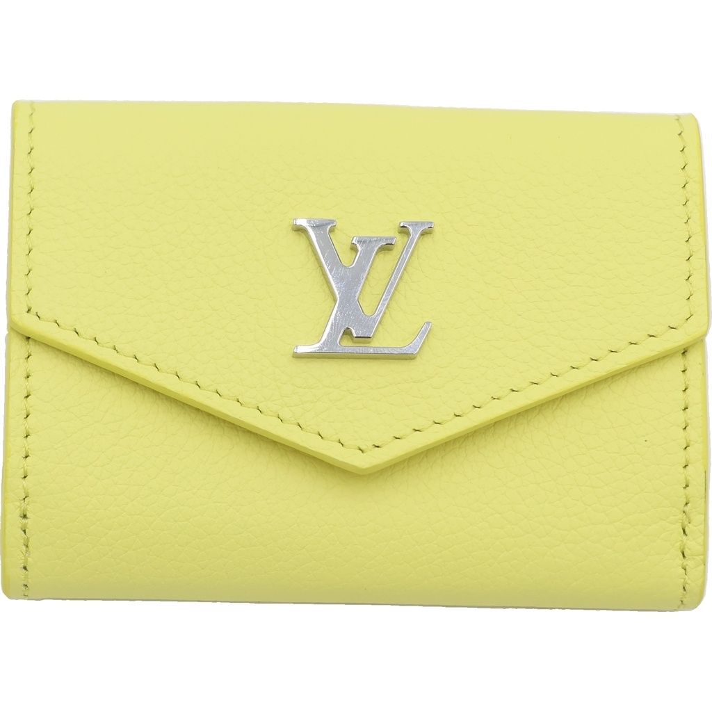 Louis Vuitton Portefeuille Lock Mini Trifold Wallet Logo Yellow