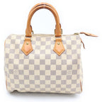 Louis Vuitton Damier Azur Speedy 25 Mini Boston Bag Ivory Brown Leather Gold — view 2