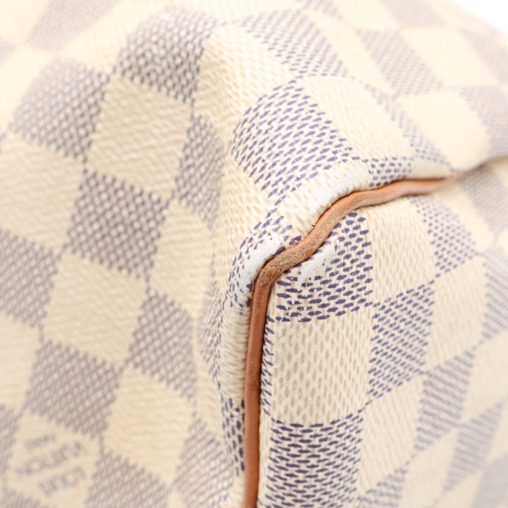 Louis Vuitton Damier Azur Speedy 25 Mini Boston Bag Ivory Brown Leather Gold — view 5