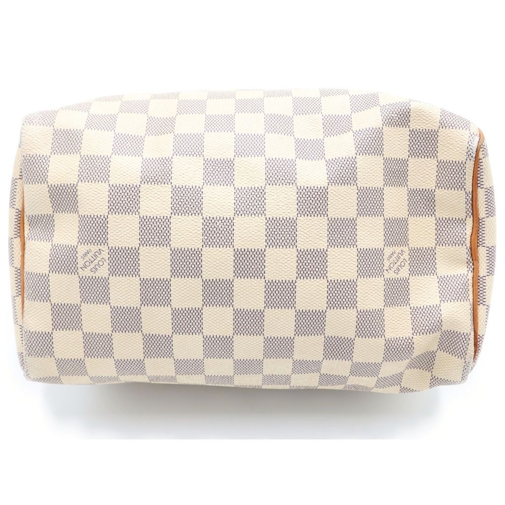 Louis Vuitton Damier Azur Speedy 25 Mini Boston Bag Ivory Brown Leather Gold — view 4