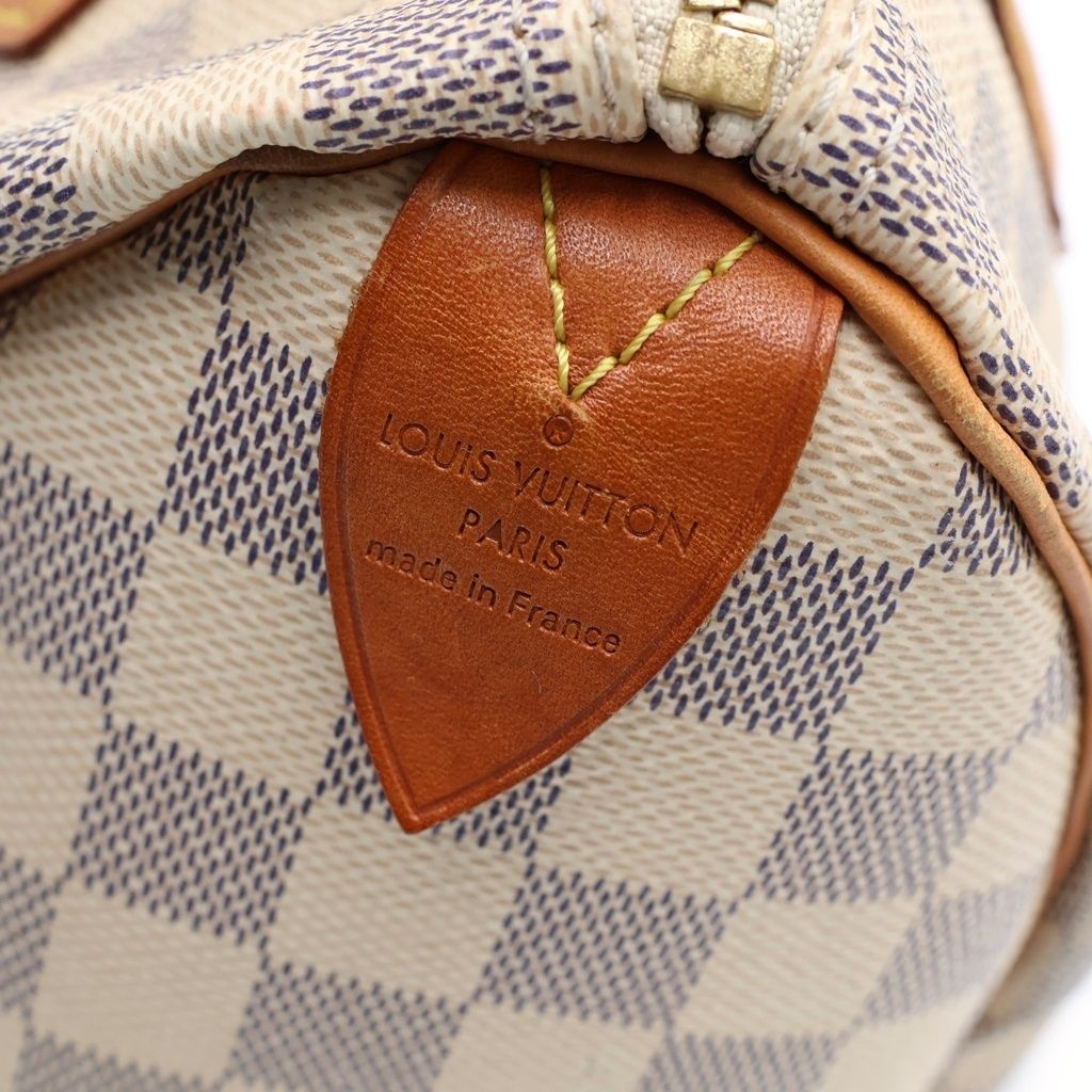 Louis Vuitton Damier Azur Speedy 25 Mini Boston Bag Ivory Brown Leather Gold — view 7