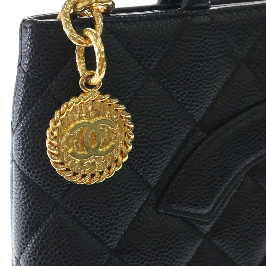 Chanel CC Logo Reissue Tote Caviar Leather Gold Black — view 6