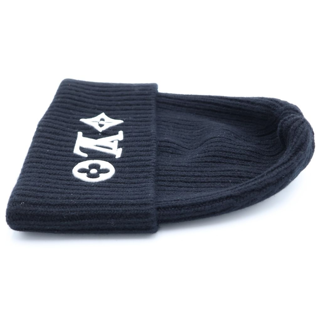 Louis Vuitton LV Head Line Knit Cap Beanie Logo Embroidery Black — view 3