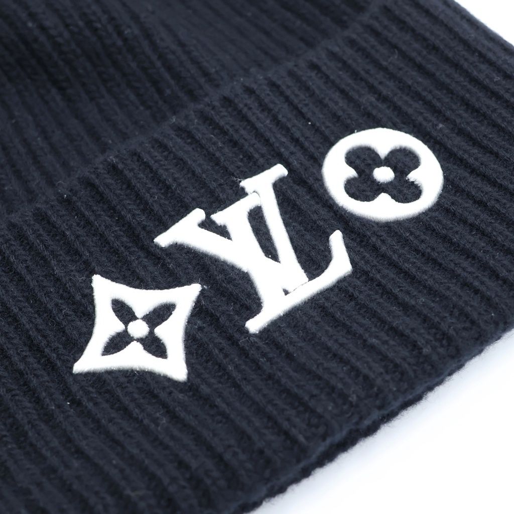 Louis Vuitton LV Head Line Knit Cap Beanie Logo Embroidery Black — view 5
