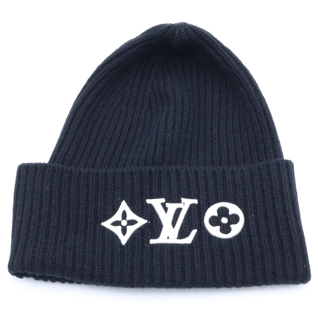 Louis Vuitton LV Head Line Knit Cap Beanie Logo Embroidery Black