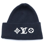 Louis Vuitton LV Head Line Knit Cap Beanie Logo Embroidery Black