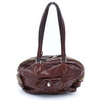 Prada Washed Leather Boston Bag Brown Silver — view 2