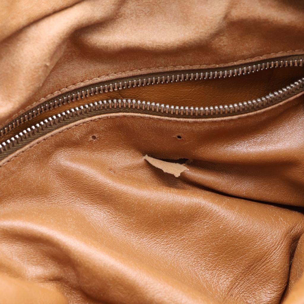 Prada Washed Leather Boston Bag Brown Silver — view 8