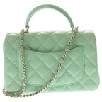 Chanel Top Handle Mini Flap Chain Shoulder Bag Light Green Lambskin Gold — view 2