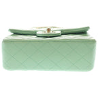 Chanel Top Handle Mini Flap Chain Shoulder Bag Light Green Lambskin Gold — view 4