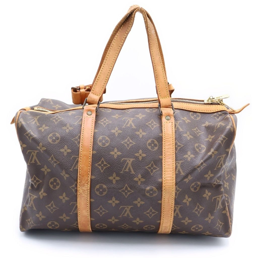 Louis Vuitton Monogram Sac Spool 35 Boston Bag Brown Leather Gold — view 2
