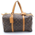 Louis Vuitton Monogram Sac Spool 35 Boston Bag Brown Leather Gold